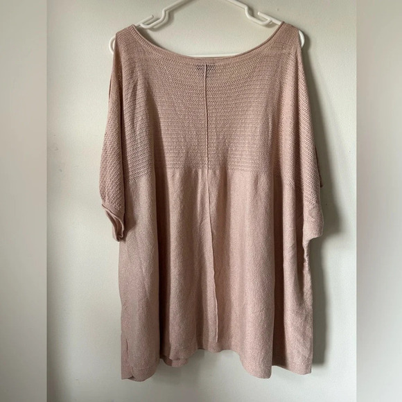 Torrid Pale Pink  Shimmer Pointelle Cold Shoulder Dolman Top - Picture 2 of 4